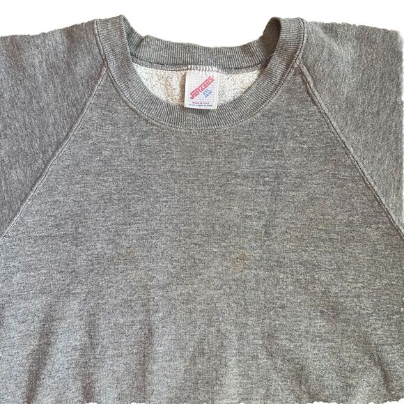 Vintage 80s Jerzees Tri Blend Sweatshirt XXL Heather Gray Rayon Blank Basic 2XL - Picture 1 of 8